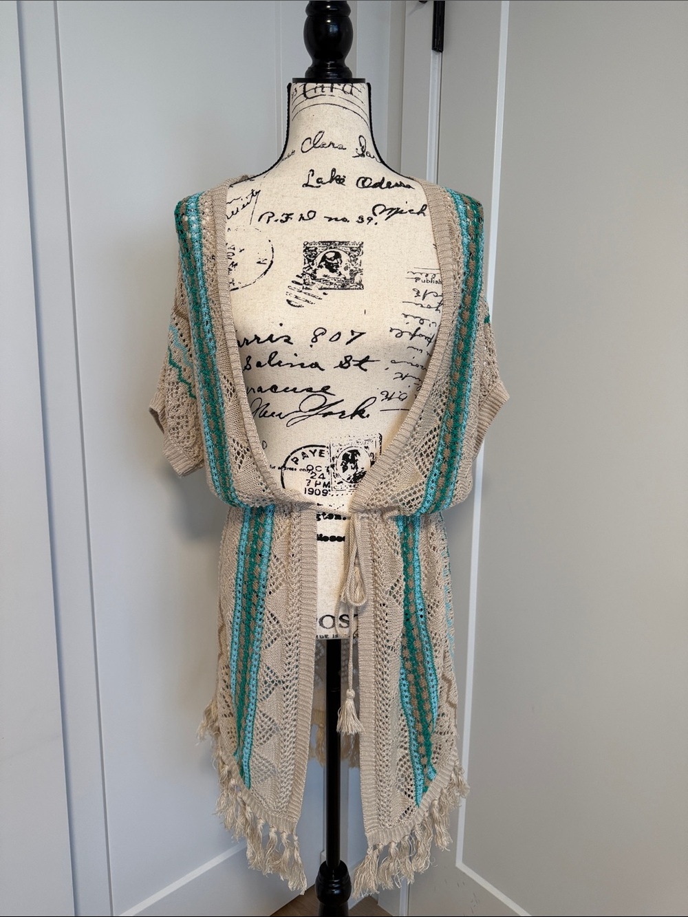 Vintage Boho Crochet Fringe Cardigan